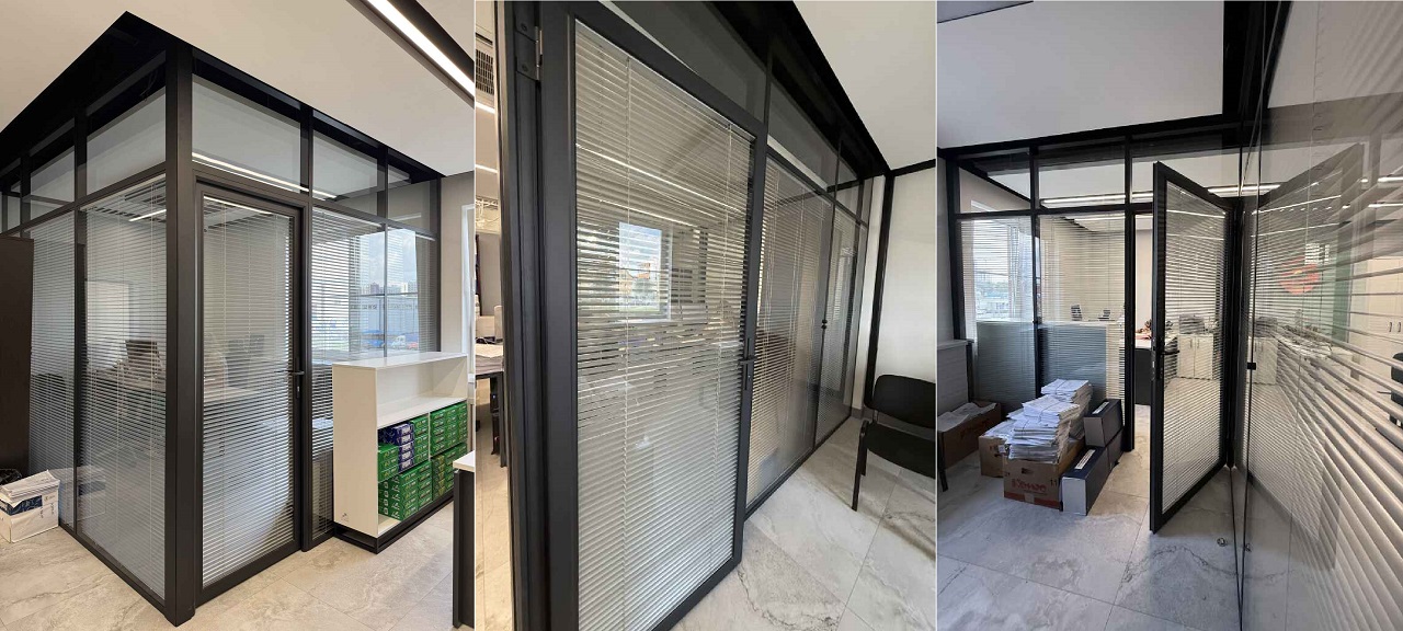 Перегородки с жалюзи для офисных помещений