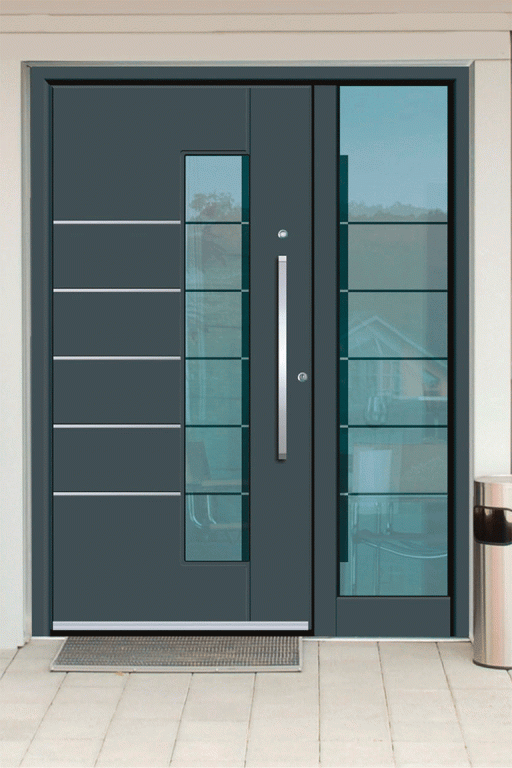 Дверь из алюминиевого профиля с остеклением для частного дома