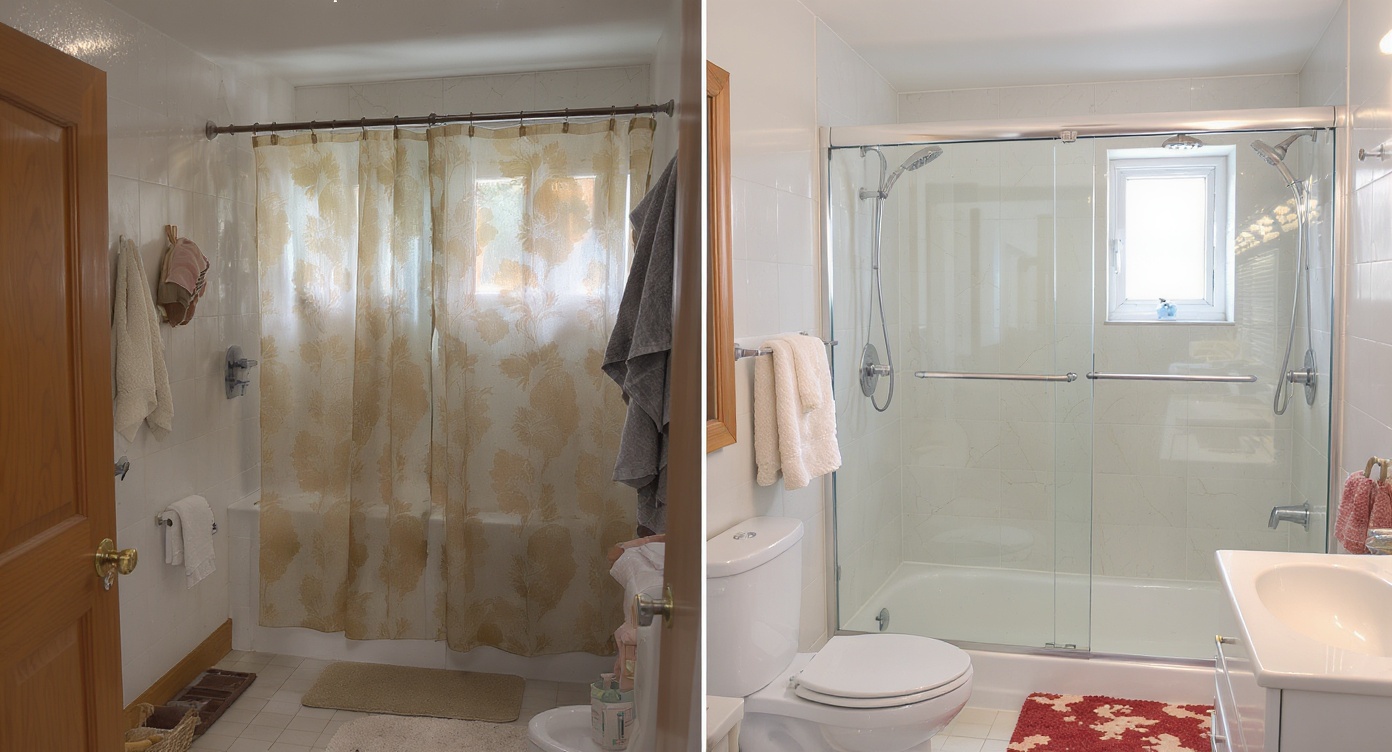 Установка душевых перегородок из стекла