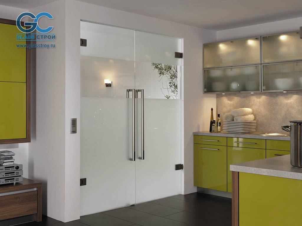 Двустворчатые межкомнатные двери из стекла