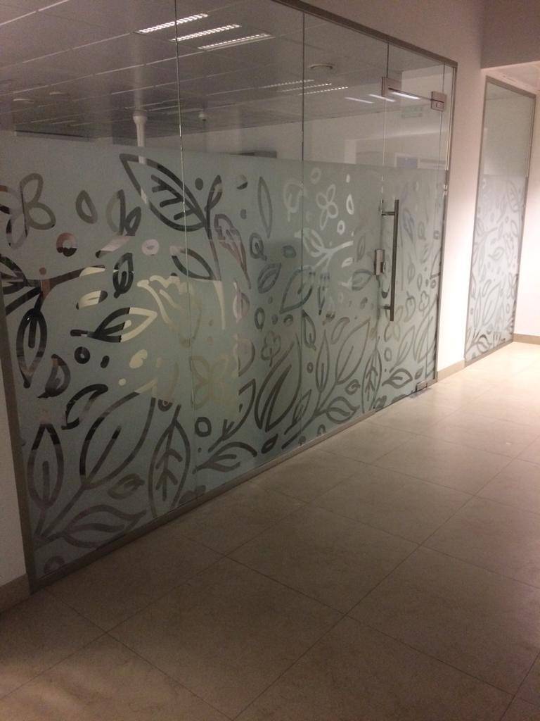 Цельностеклянные перегородки с декоративной пленкой