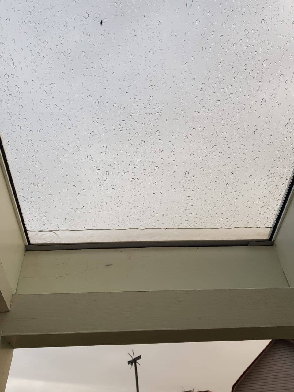 Капли дождя на прозрачной крыши