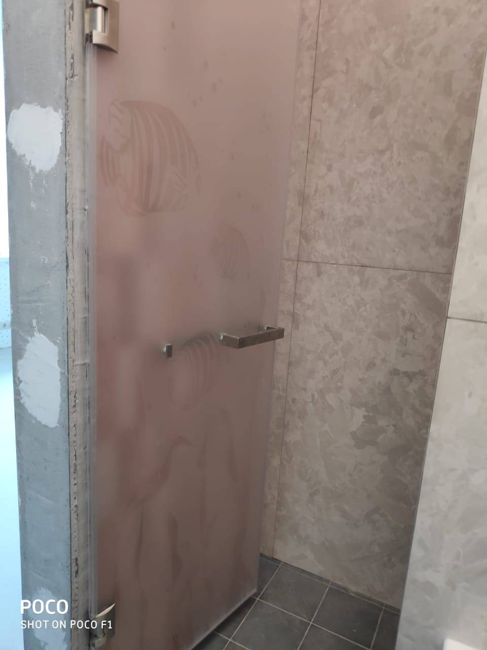 Матовая каленая дверь в душ