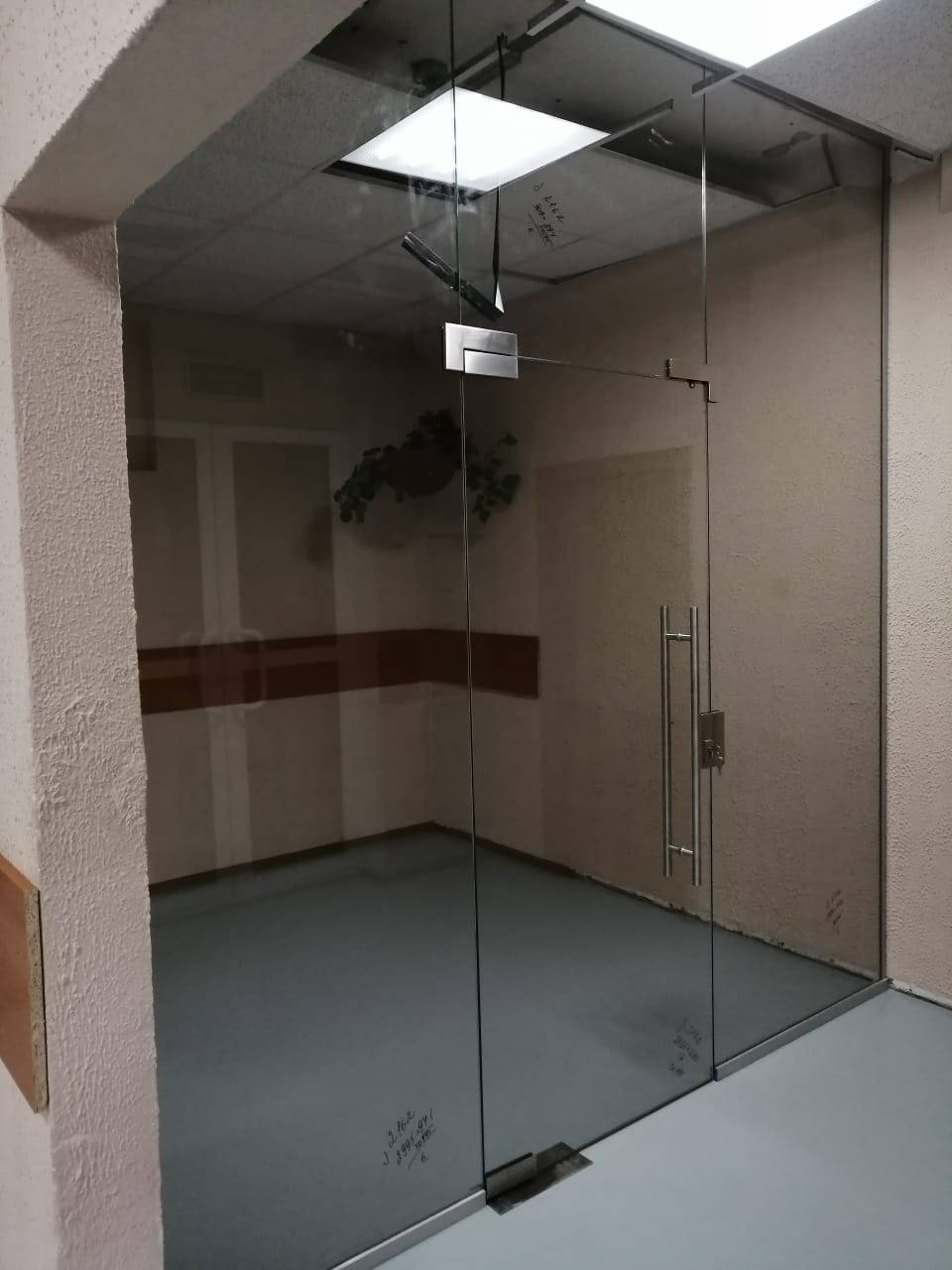 Маятниковая стеклянная дверь и перегородки