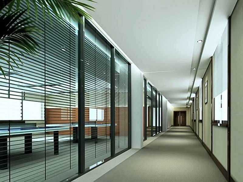 Алюминиевые офисные перегородки со стеклом и жалюзи