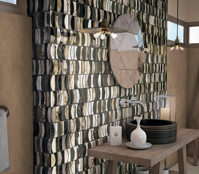  стены ванной стеклянной мозаикой