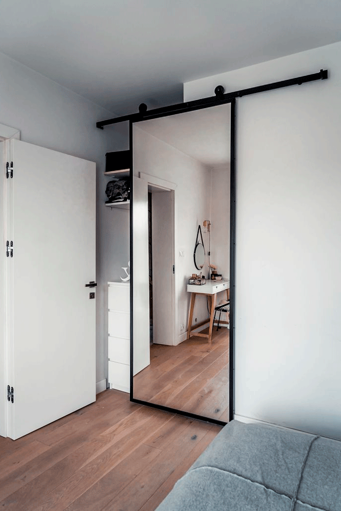 зеркальные раздвижные двери для гардеробной