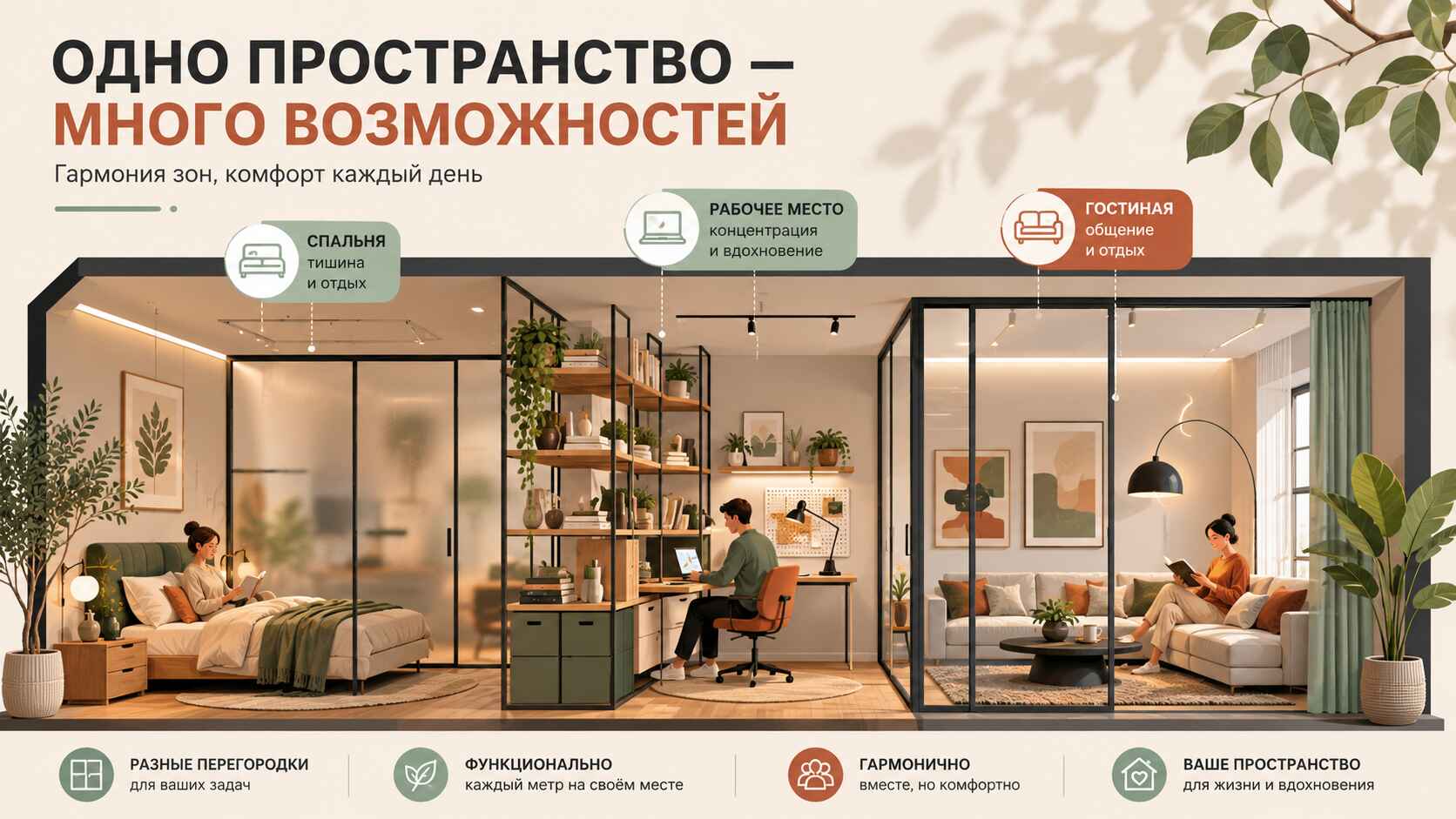Перегородки для зонирования комнаты