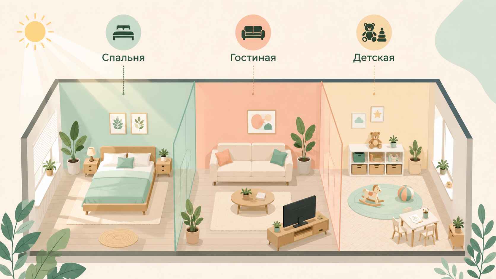 Разделение перегородками