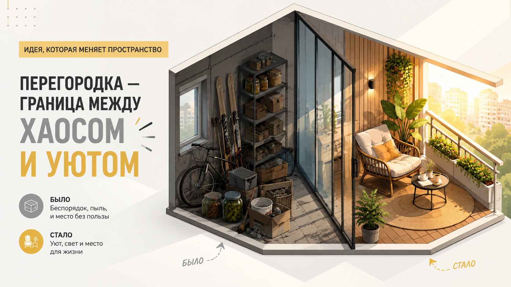 Перегородки для балкона: как разделить пространство