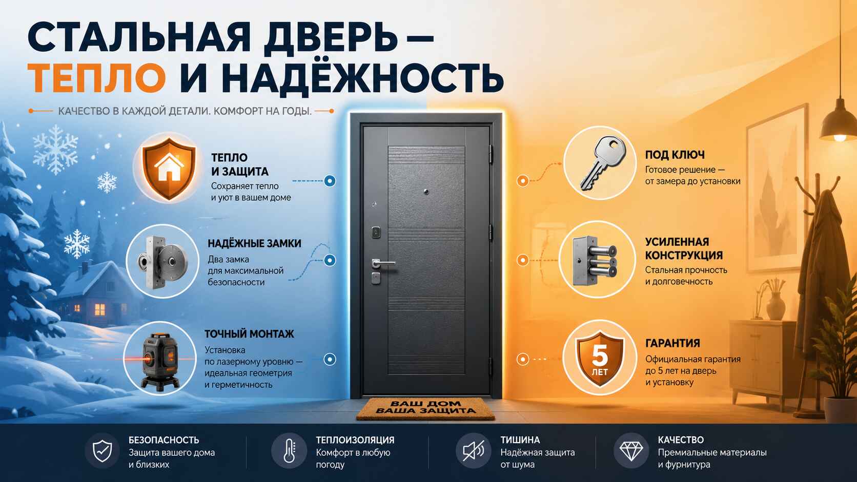 Стальная дверь - тепло и надёжность