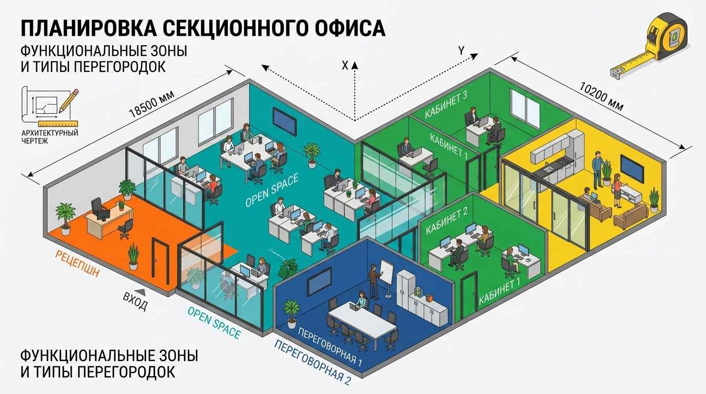 Проектирование офисных перегородок и планировка