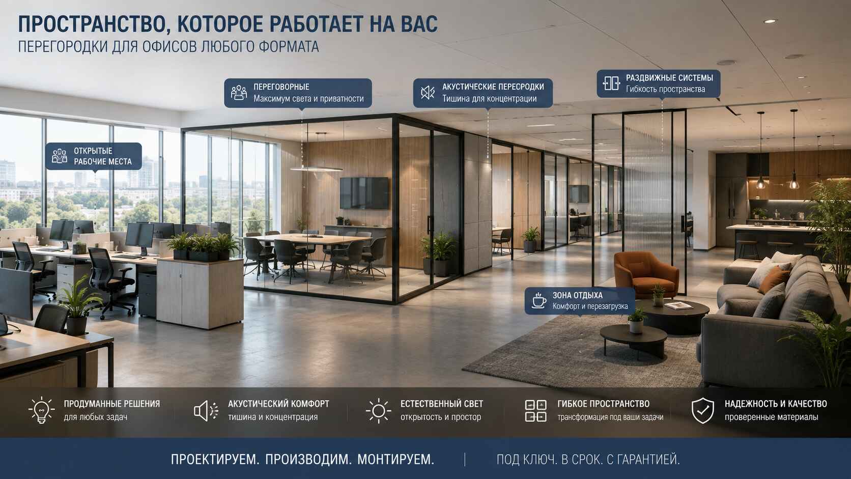 Мобильные перегородки для офисных помещений: комплексный подход к организации пространства