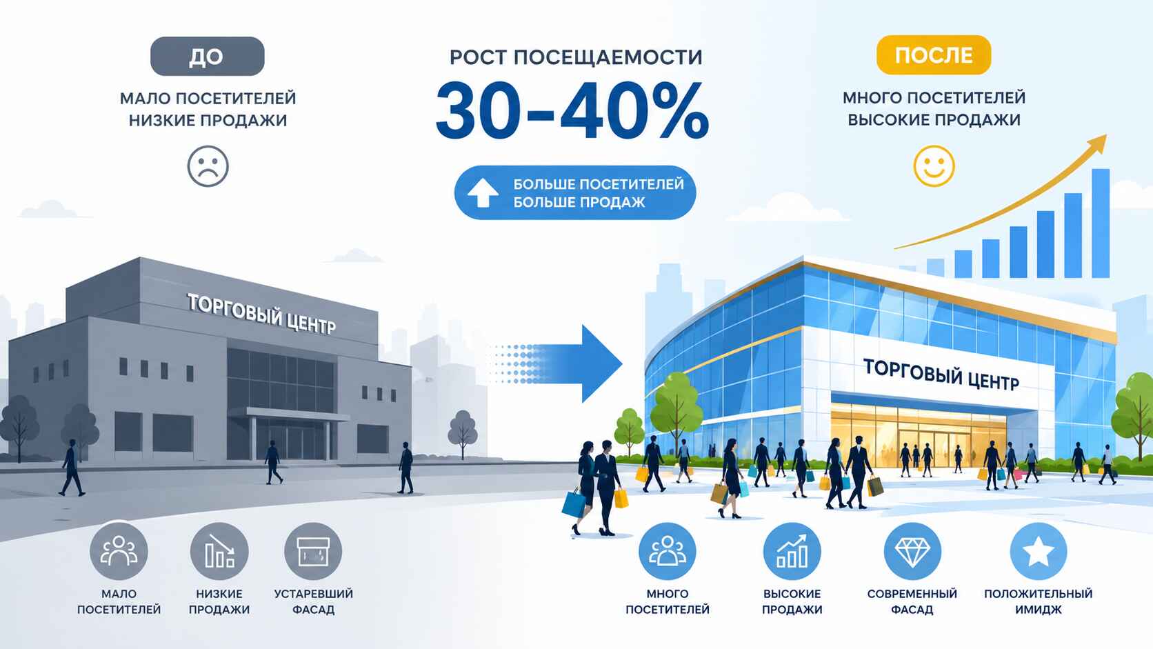 До и после остекления фасада