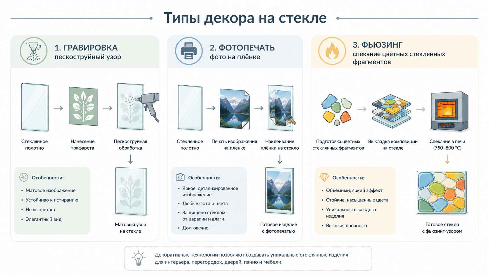 Типы декора на стекле