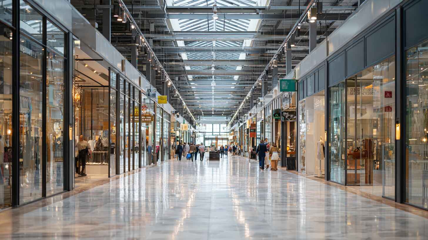 Каркасные стеклянные перегородки для ТЦ