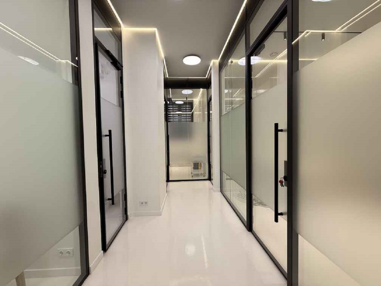 Каркасные стеклянные перегородки и двери