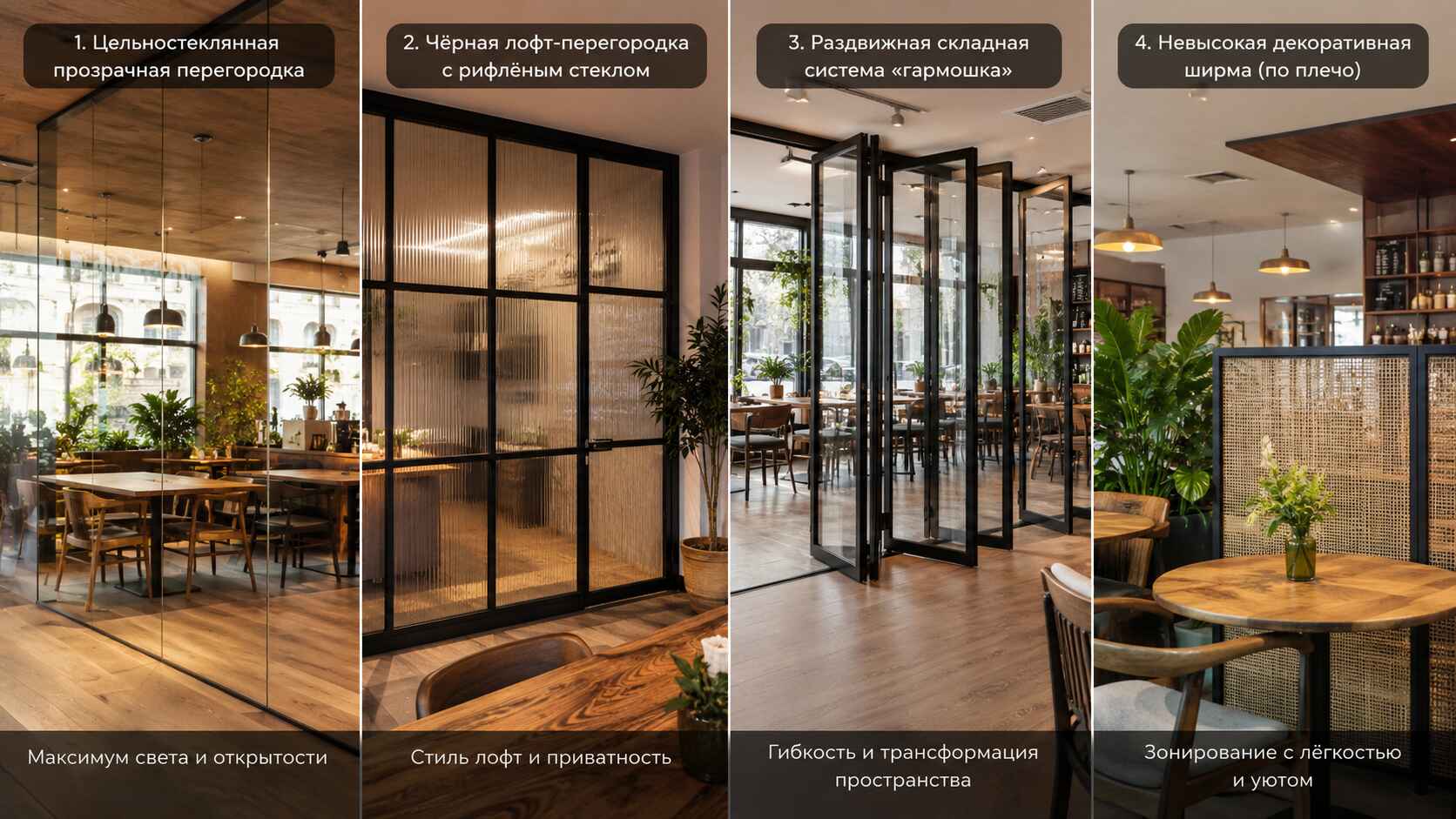 Какие перегородки подходят для ресторанов, кафе и баров