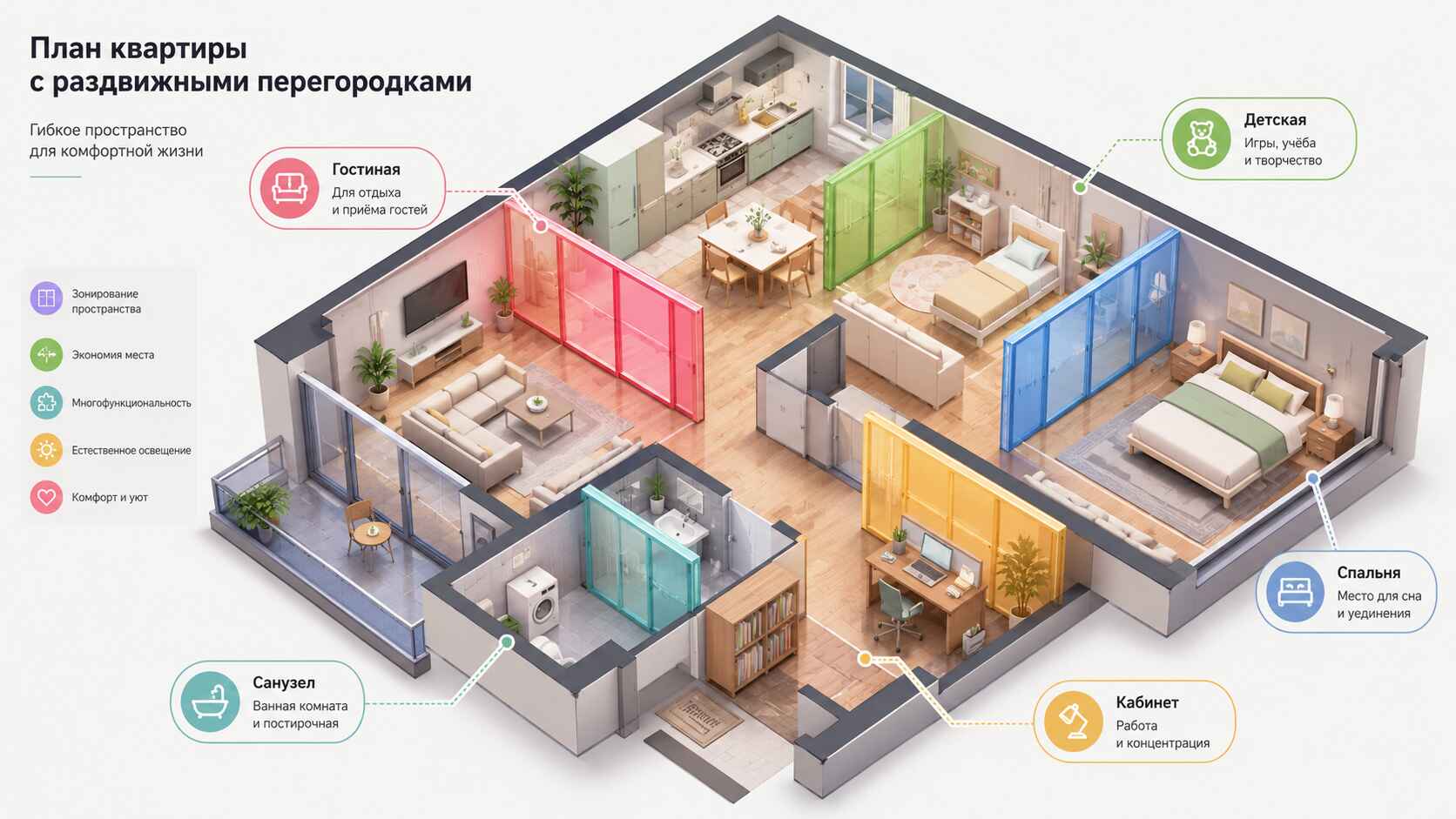 Где установить раздвижные перегородки в доме