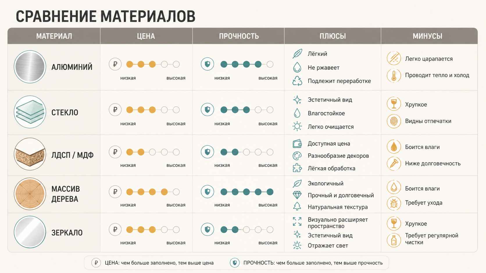 Сравнение материалов