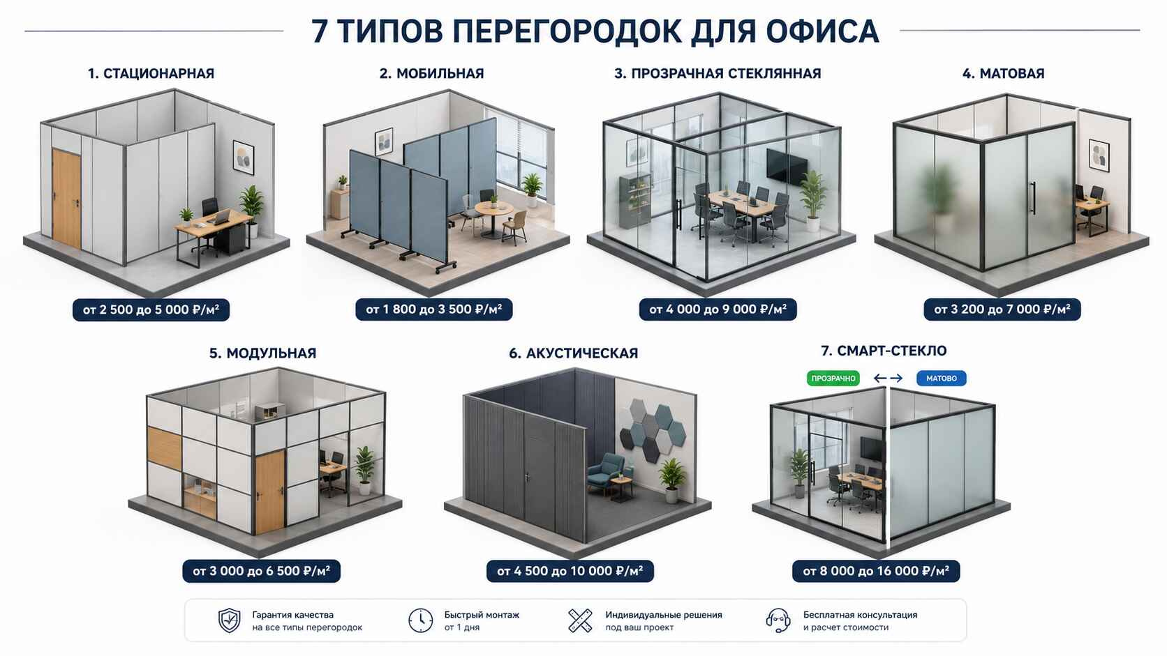 Конструкции офисных перегородок