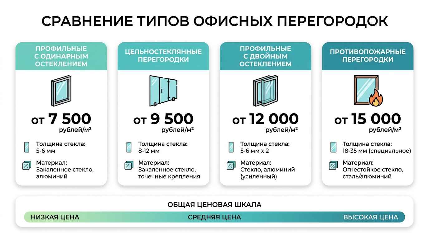 Цены на офисные перегородки: базовые позиции