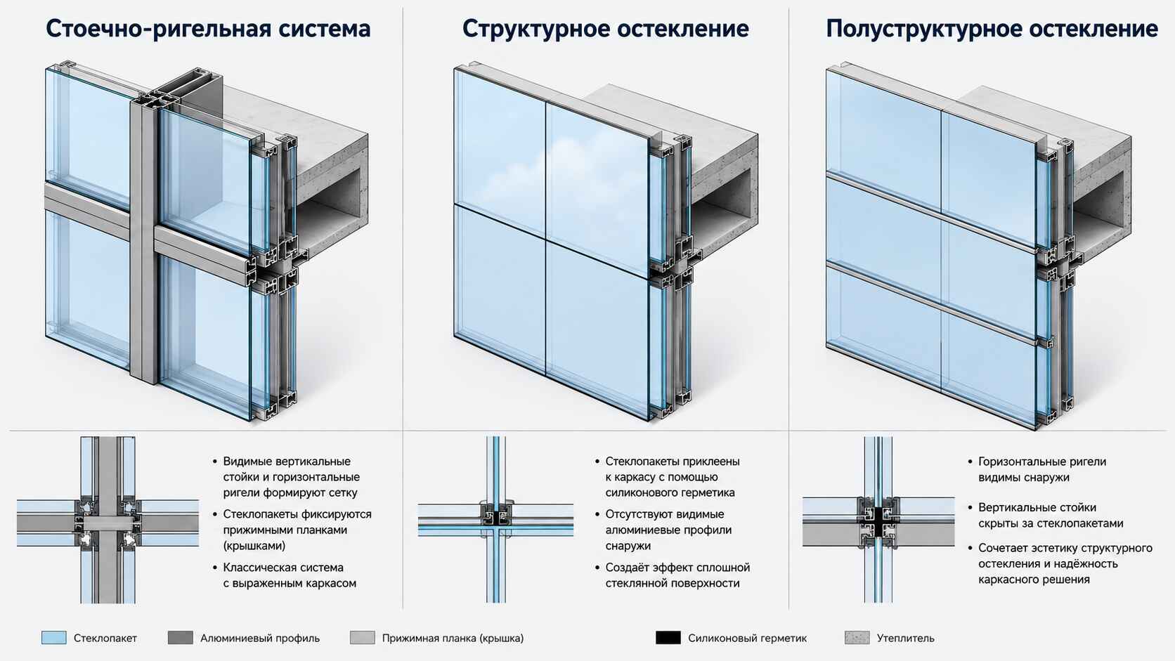 Виды витражных конструкций