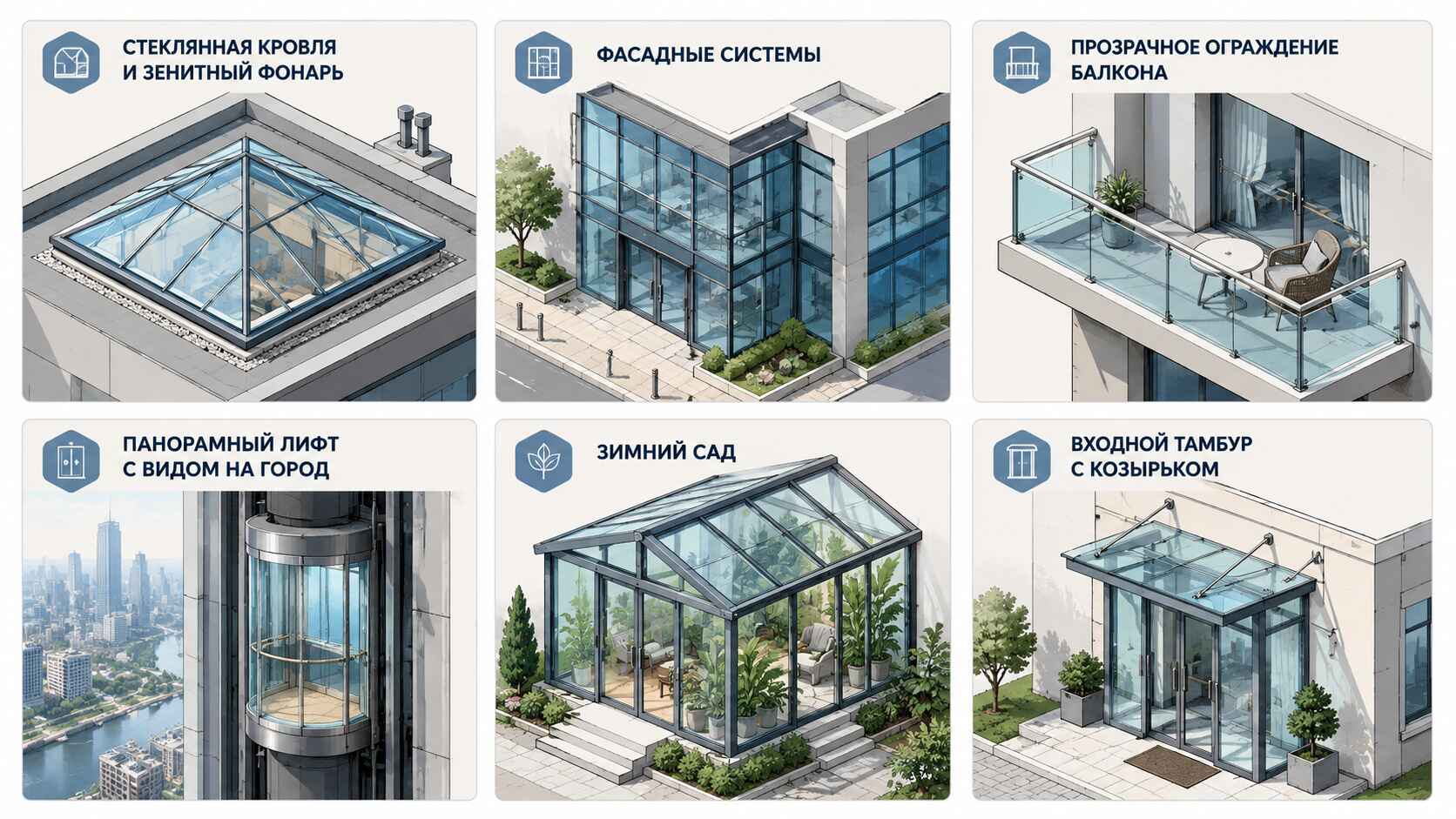 сферы применения светопрозрачных конструкций