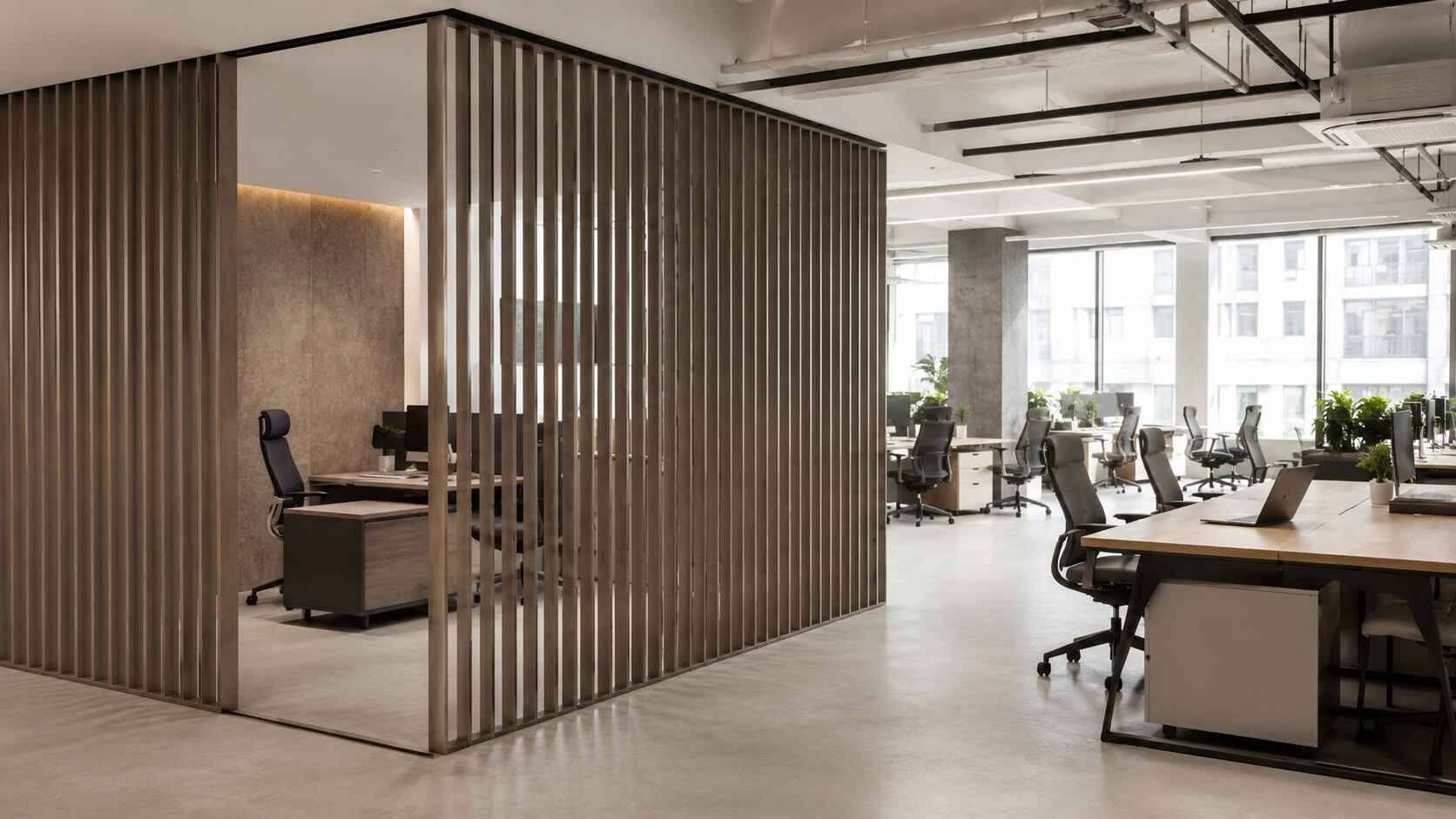 снимок современного офиса open space