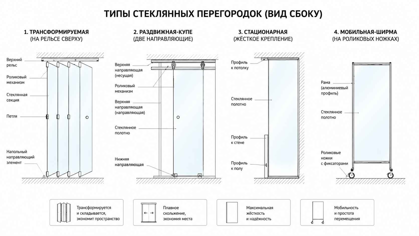 схема типов перегородок по способу монтажа