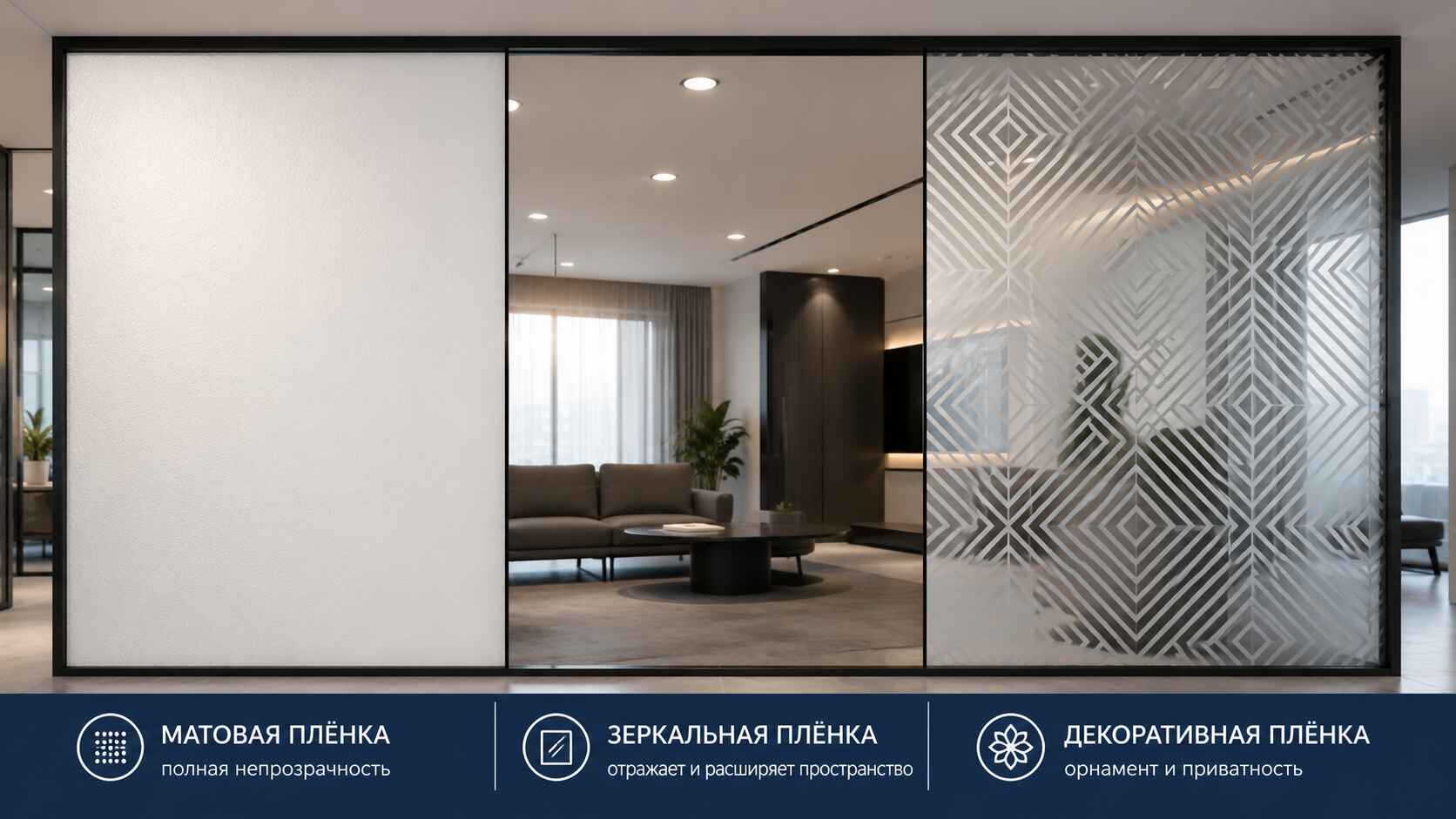Декоративные пленки для тонирования офисных перегородок