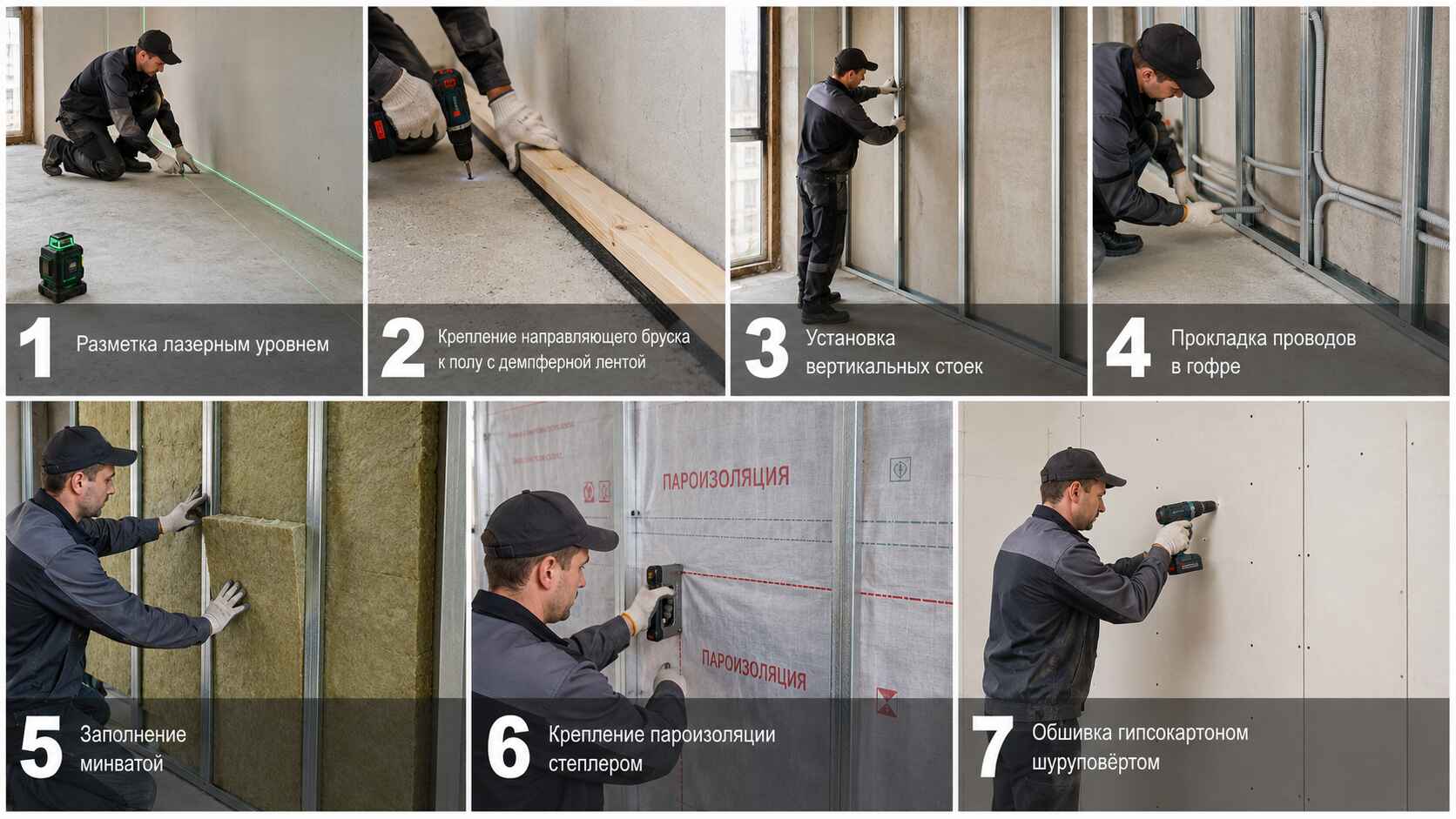 Пошаговый монтаж перегородки своими руками