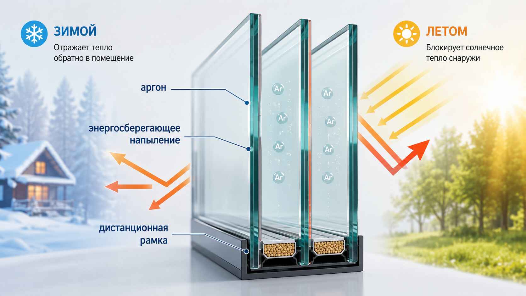 разрез стеклопакета