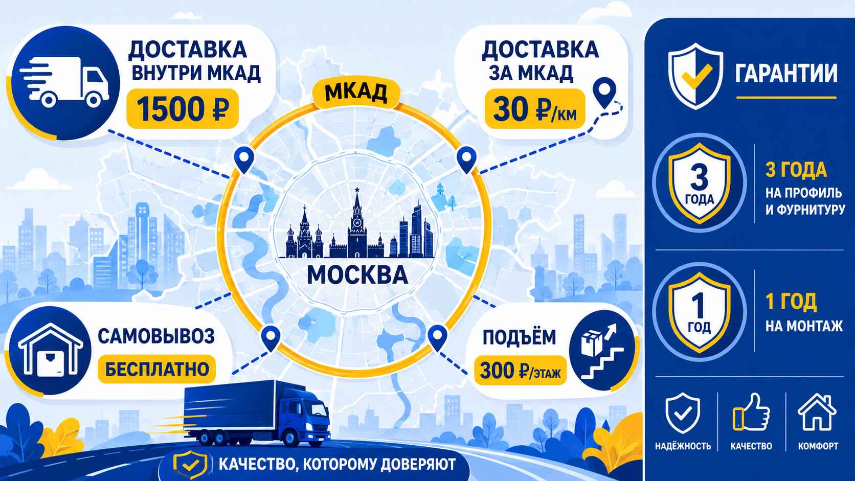 Как мы работаем с доставкой и гарантиями в Москве и области