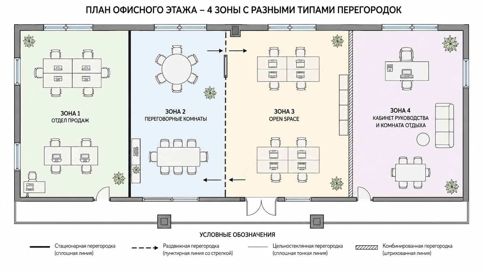 архитектурная иллюстрация одного офисного этажа