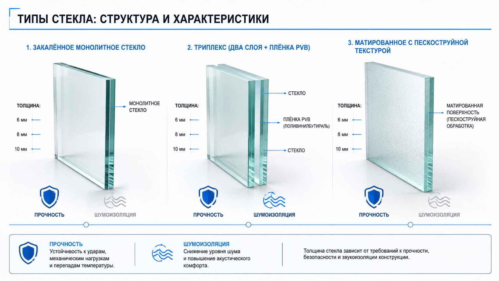 Технические характеристики и материалы стекла