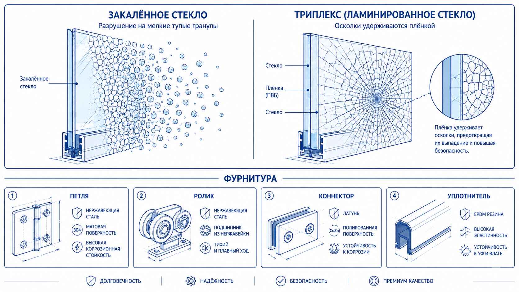 Закалённое стекло и триплекс