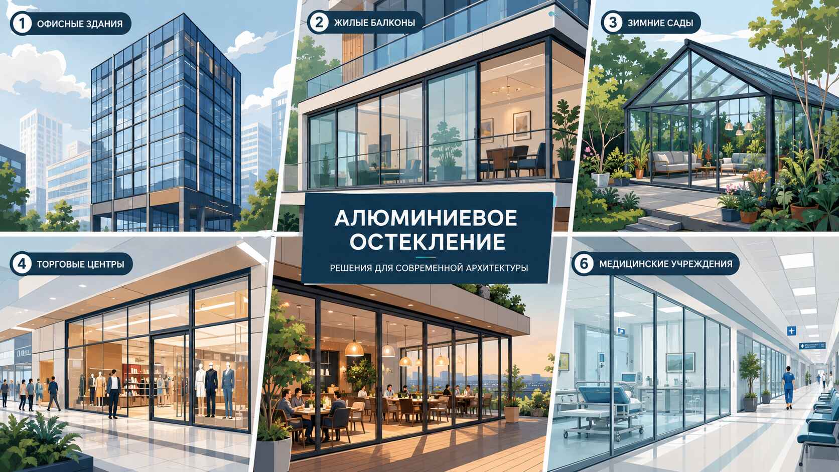 Где применяем витражные окна из алюминиевого профиля