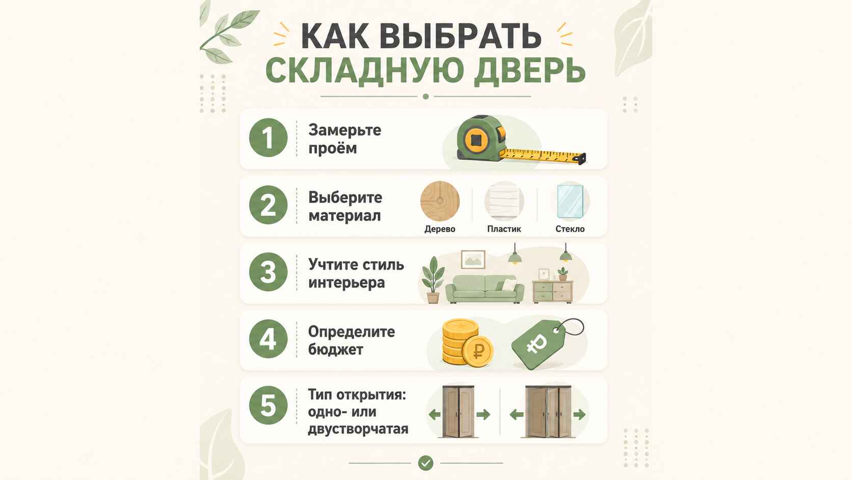 Как выбрать складную дверь