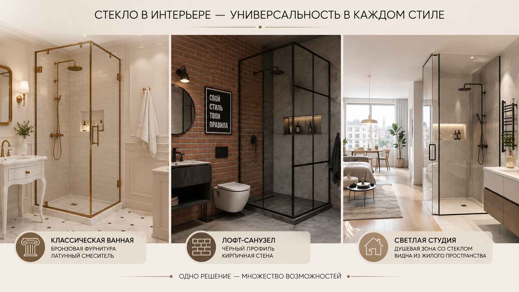 Где ставят стеклянные стены для душевой