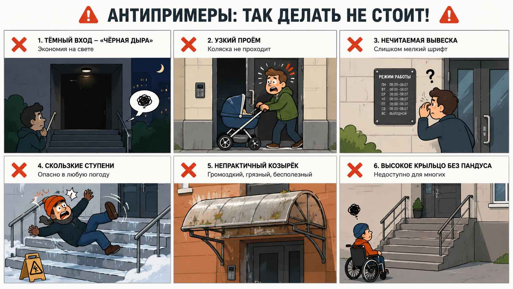 Частые ошибки при оформлении входной группы