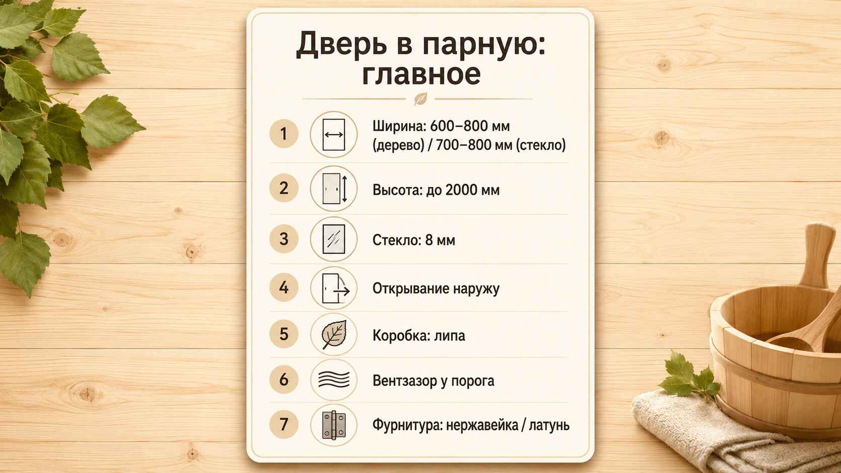 Дверь в парную: главное