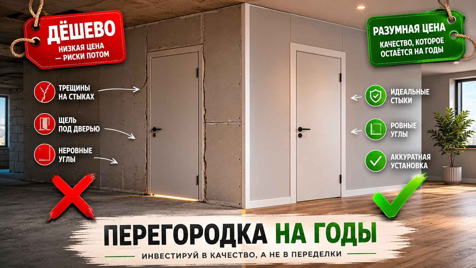 Цена установки перегородки