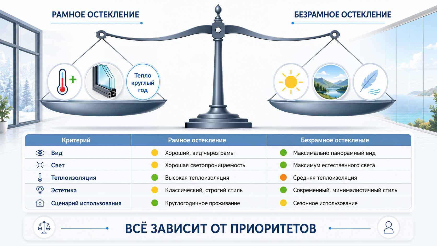 Безрамное или обычное остекление: сравнение
