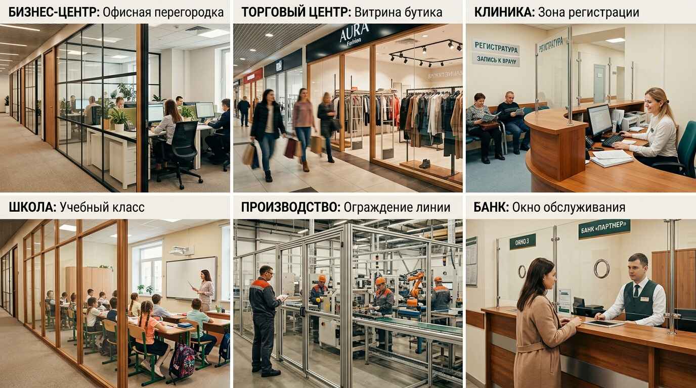 Где применяются офисные перегородки из пластика