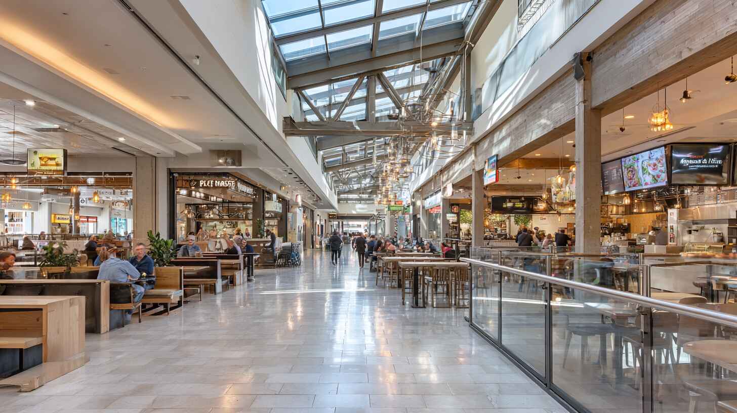 Каркасные стеклянные перегородки для фудкортов