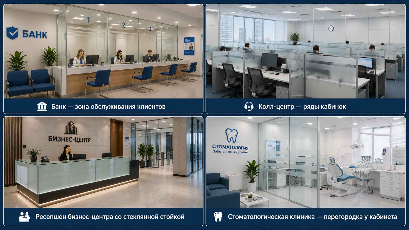 Где применяются алюминиевые офисные перегородки