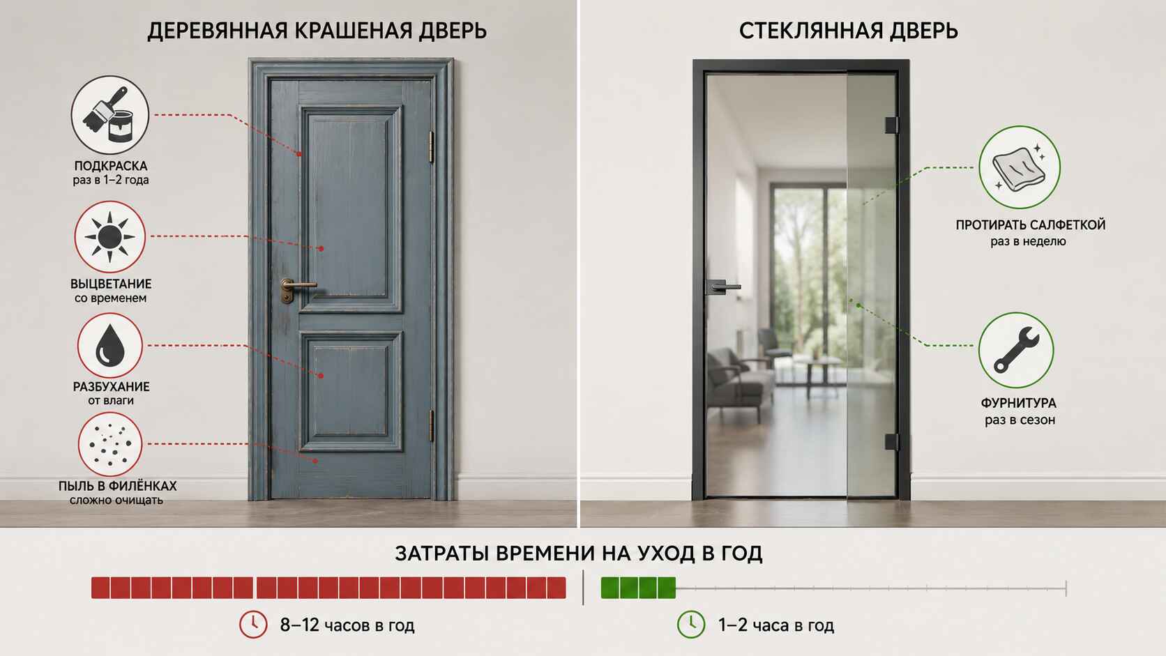 Уход за стеклянной дверью: проще, чем кажется