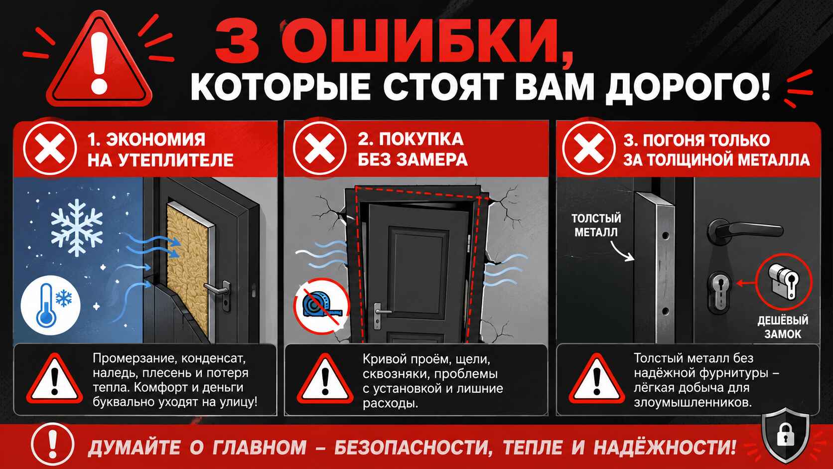 Частые ошибки при выборе двери