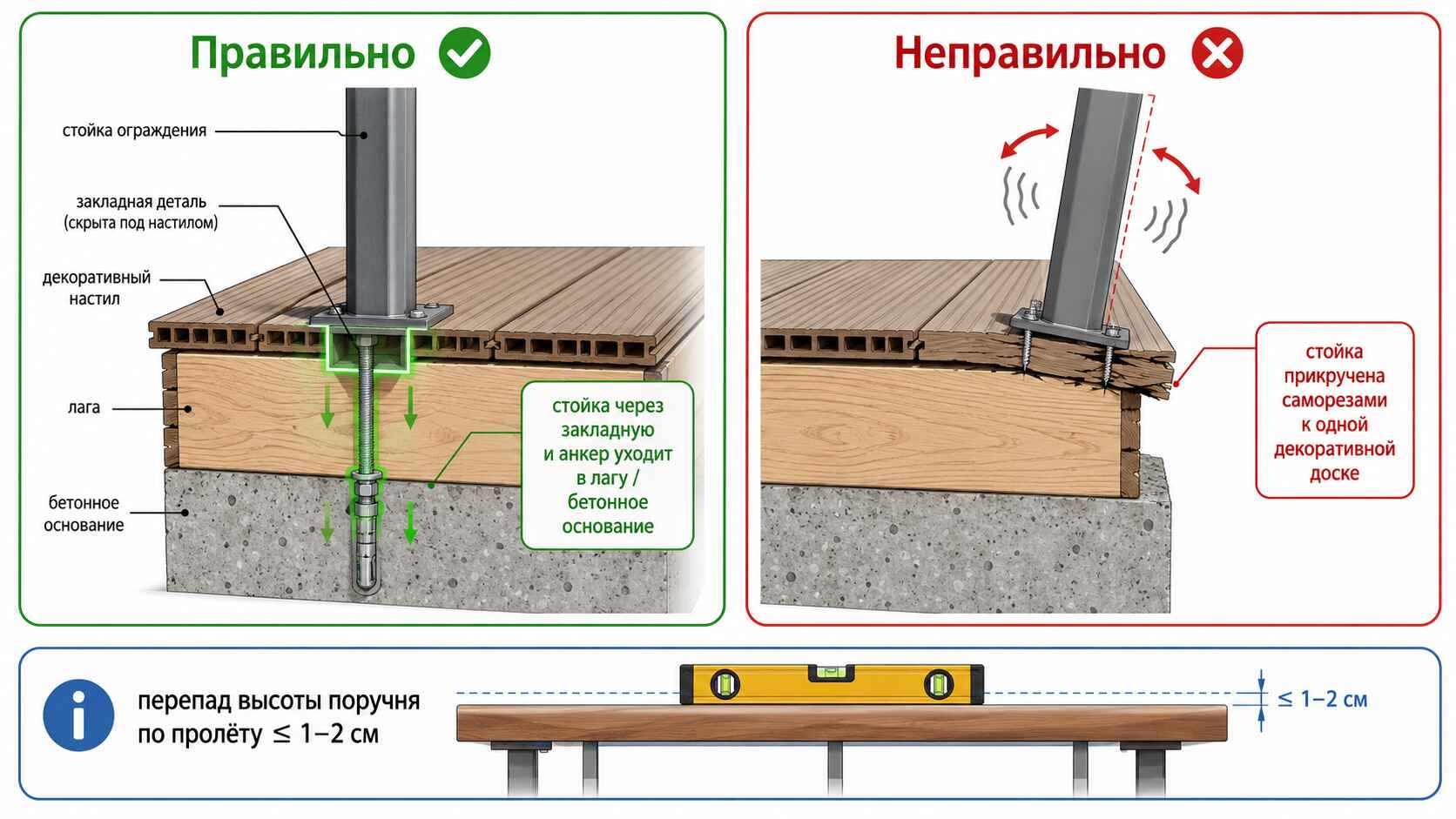 правильное vs неправильное крепление